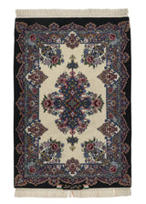 32862 Persian Rug Isfahan Handmade Area Traditional 2'9'' x 4'0'' -3x4- Black Pink Floral Open Field Design