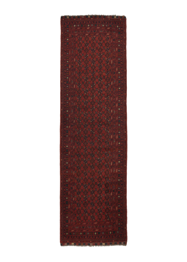 32923 Oriental Rug Afghan Handmade Runner Tribal 2'10'' x 9'7'' -3x10- Red Geometric Design