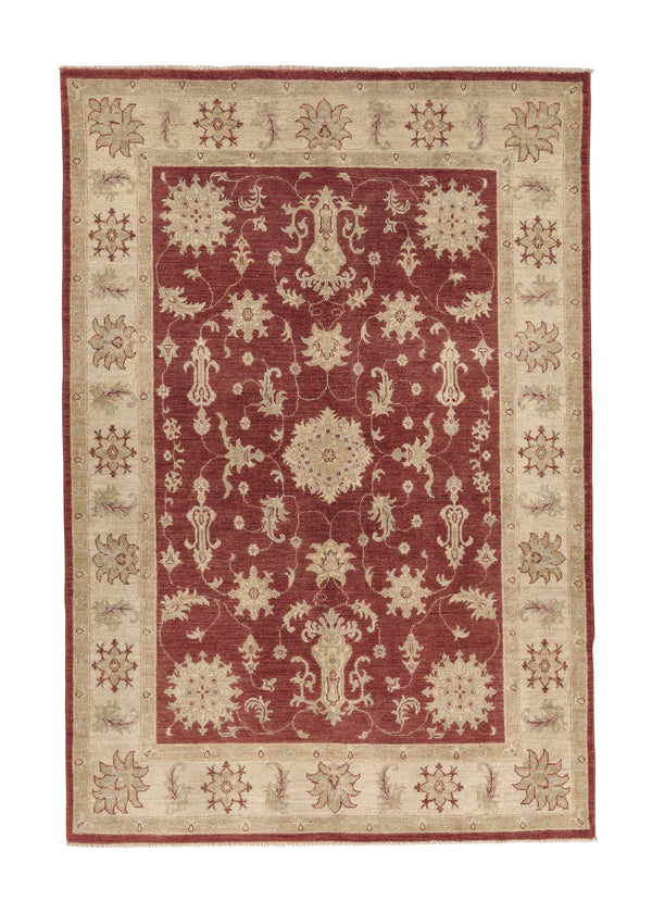 33265 Oriental Rug Pakistani Handmade Area Transitional 4'9'' x 6'8'' -5x7- Red Whites Beige Floral Oushak Design