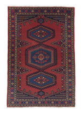 33407 Persian Rug Viss Handmade Area Tribal Vintage 7'0'' x 10'4'' -7x10- Red Geometric Design