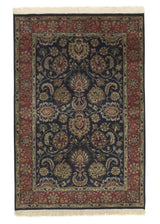 33533 Oriental Rug Indian Handmade Area Transitional 4'1'' x 6'0'' -4x6- Blue Red Floral Design