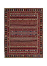 34008 Persian Rug Sirjan Handmade Area Tribal 8'7'' x 11'0'' -9x11- Multi-color Red Kilim Geometric Design