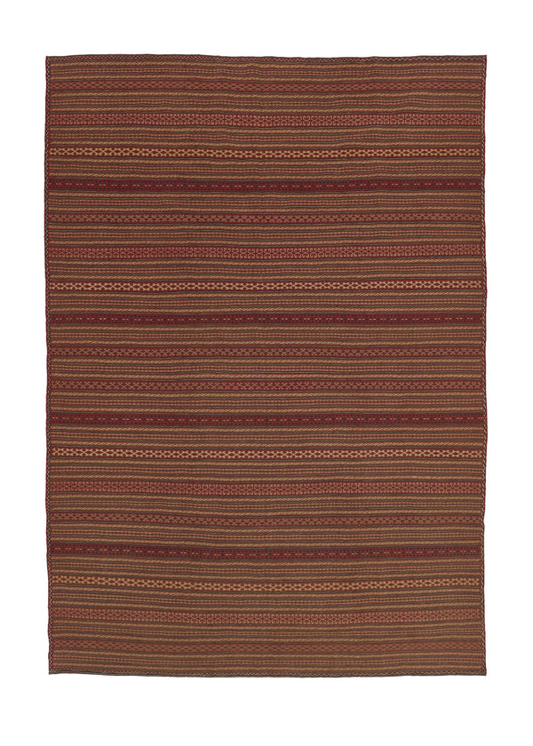 34011 Persian Rug Sirjan Handmade Area Tribal 8'0'' x 11'2'' -8x11- Red Kilim Stripes Geometric Design