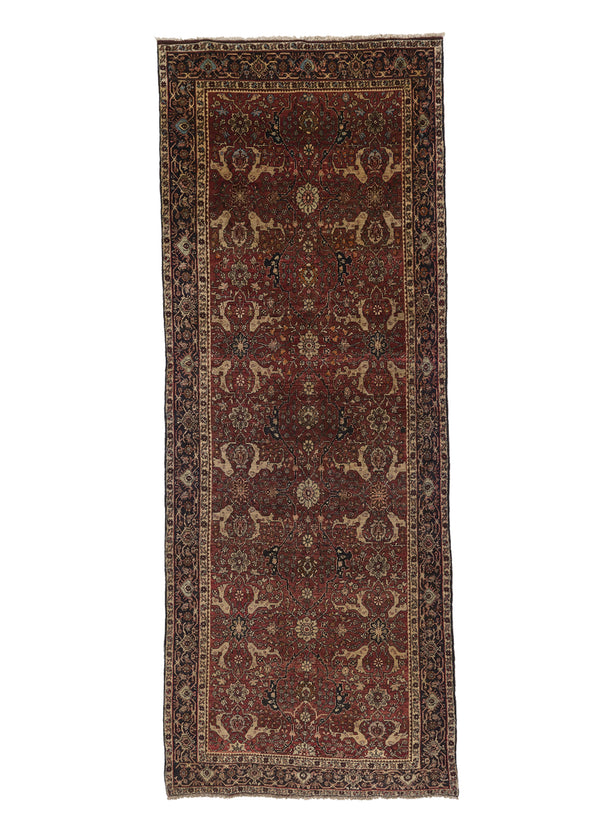 34024 Persian Rug Bijar Handmade Runner Traditional 4'8'' x 13'0'' -5x13- Red Geometric Design