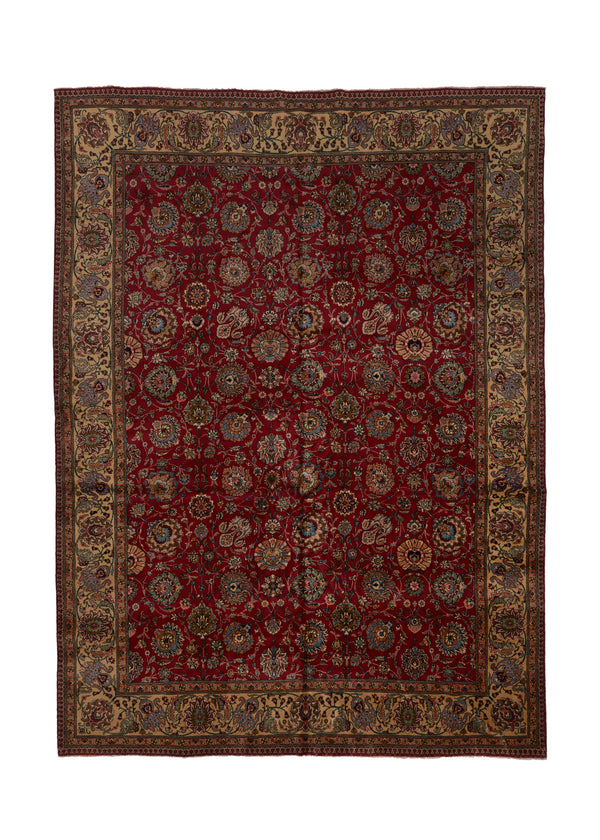 34050 Persian Rug Tabriz Handmade Area Traditional 11'9'' x 15'1'' -12x15- Red Floral Design