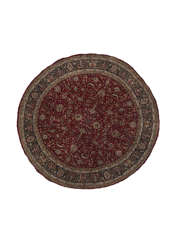 34449 Oriental Rug Indian Handmade Round Traditional 8'5'' x 8'5'' -8x8- Red Floral Design