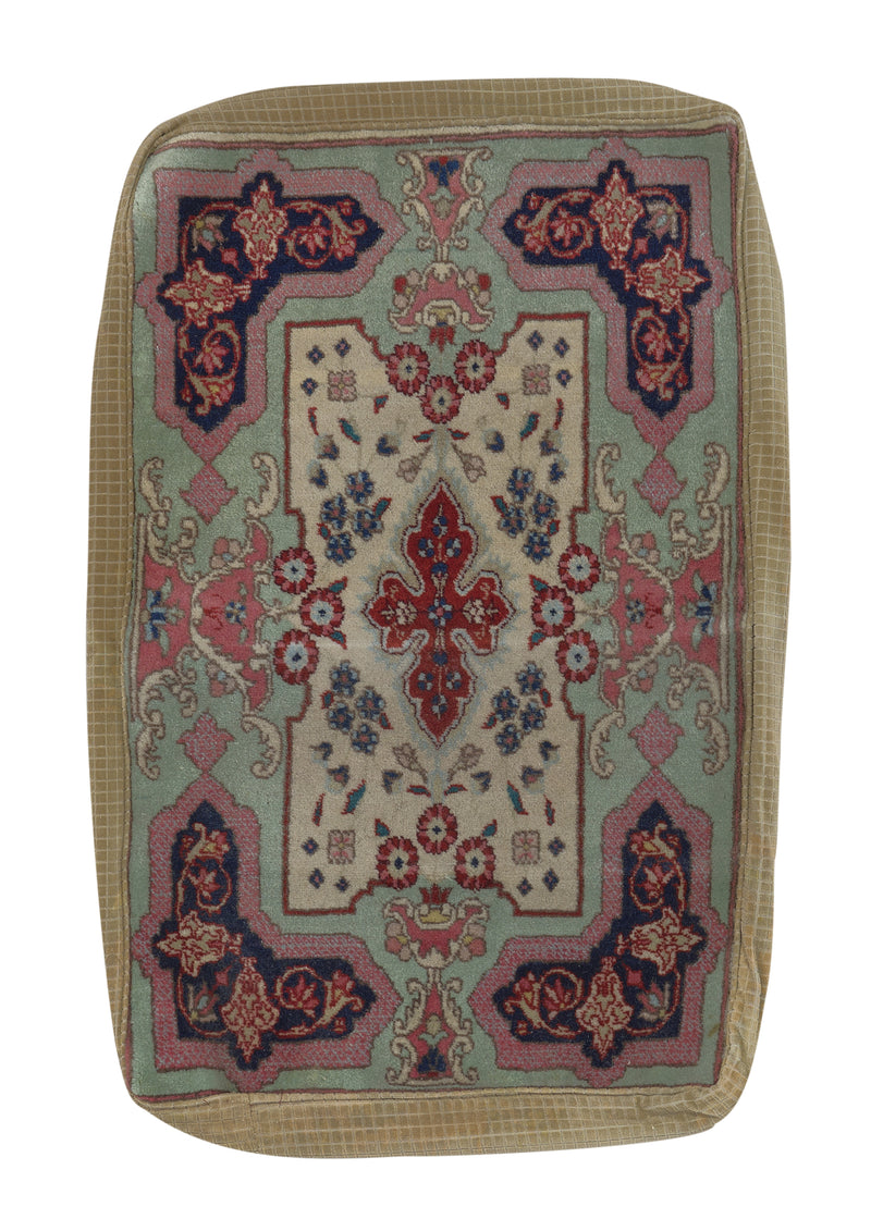 34451 Persian Rug Tabriz Handmade Pillow Traditional 2'0'' x 3'1'' -2x3- Whites Beige Pink Floral Design