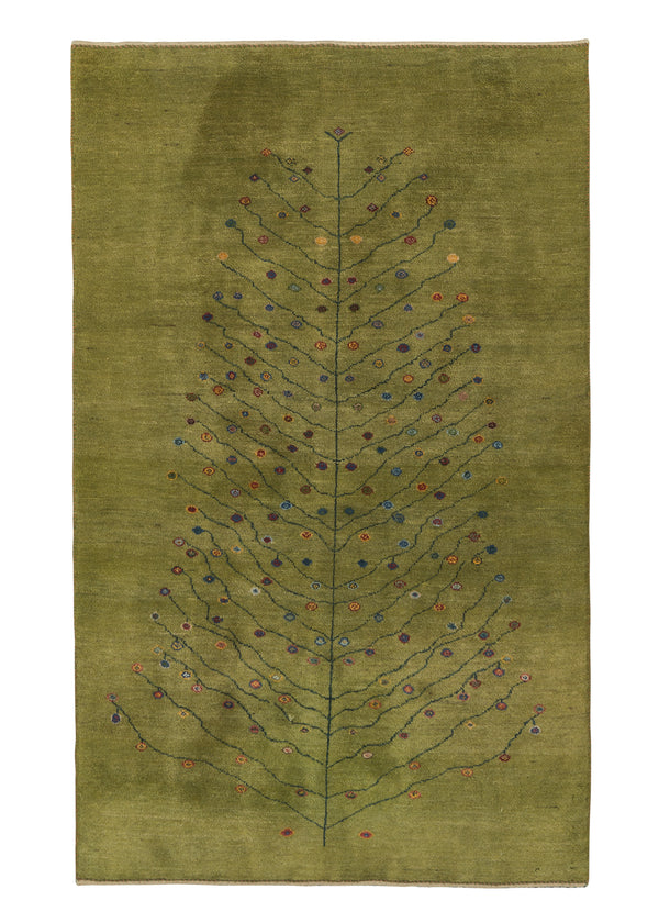 34623 Persian Rug Gabbeh Handmade Area Tribal 3'6'' x 5'9'' -4x6- Green Tree of Life Design