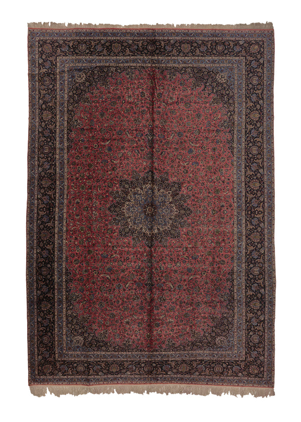 34840 Persian Rug Kashan Handmade Area Traditional 12'10'' x 18'11'' -13x19- Red Blue Floral Design