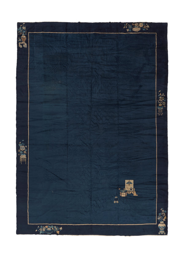 35152 Oriental Rug Chinese Handmade Area Antique Traditional 12'4'' x 17'4'' -12x17- Blue Peking Open Design