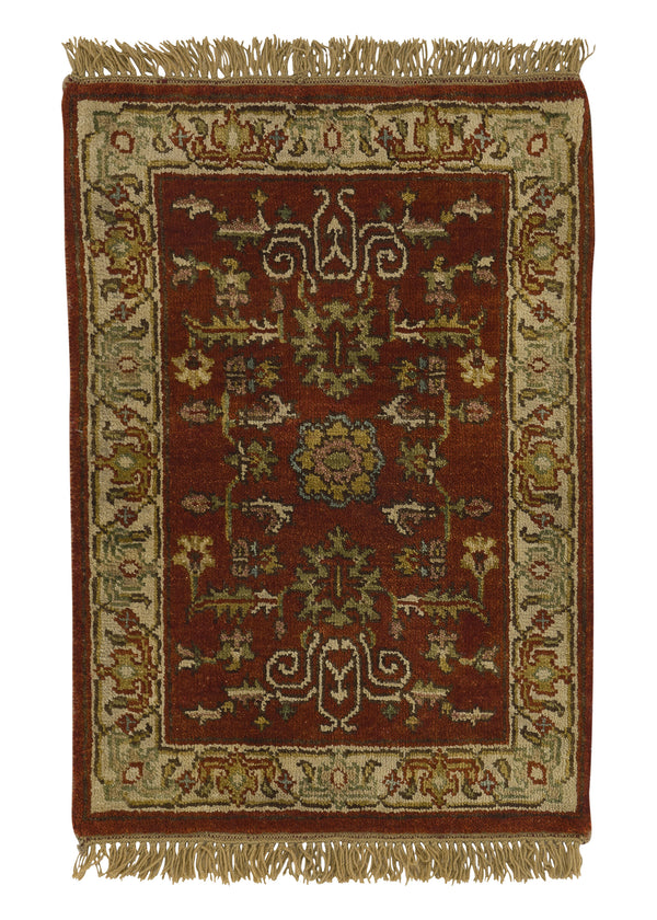 35217 Oriental Rug Indian Handmade Area Transitional 2'0'' x 3'0'' -2x3- Red Yellow Gold Oushak Design