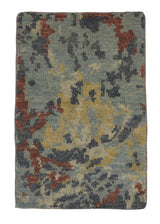 35250 Oriental Rug Indian Handmade Area Sample Modern 2'0'' x 3'0'' -2x3- Blue Red Yellow Gold Abstract Design