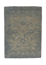 35272 Oriental Rug Indian Handmade Area Sample Modern 0'0'' x 0'0'' -- Blue Gray Abstract Erased Design
