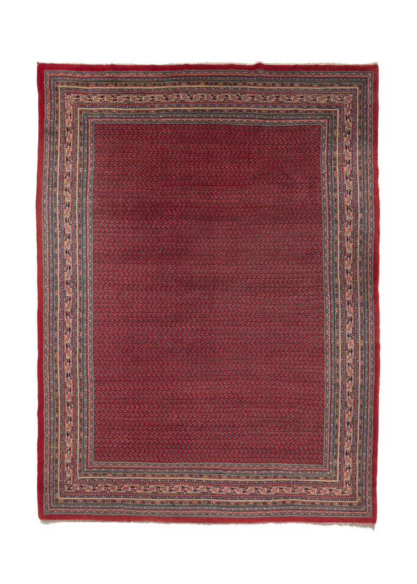 35483 Persian Rug Saraband Handmade Area Tribal 9'0'' x 12'0'' -9x12- Red Paisley Boteh Design