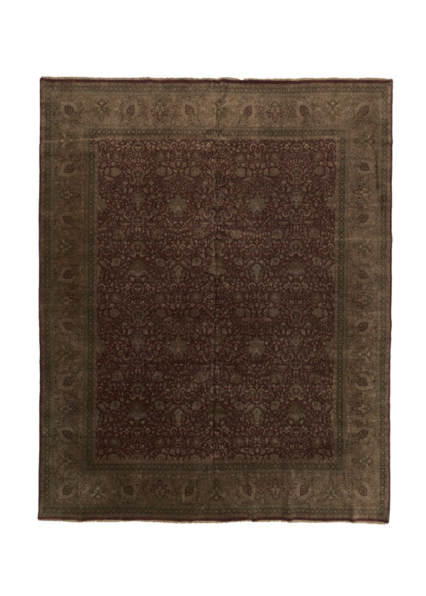 35509 Oriental Rug Indian Handmade Area Transitional 11'9'' x 14'10'' -12x15- Red Green Jaipur Floral Design