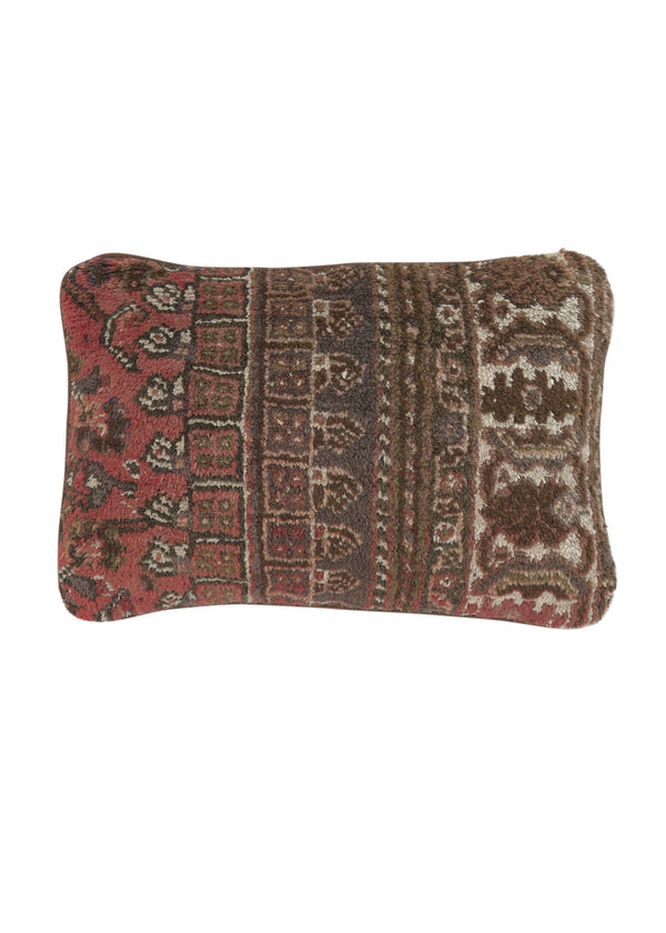 35853 Oriental Rug Afghan Handmade Pillow Tribal 1'1'' x 1'7'' -1x2- Brown Red Geometric Design