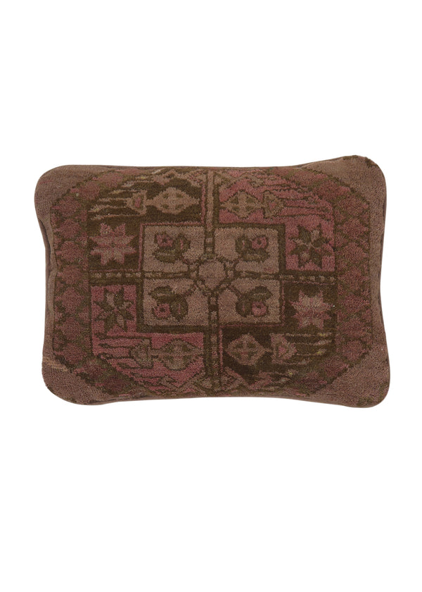 35854 Persian Rug Kurdistan Handmade Pillow Tribal 1'1'' x 1'8'' -1x2- Brown Pink Geometric Design