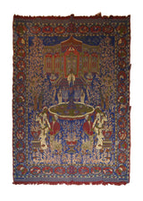 A10183 European Rug Handmade Area Traditional 6'6'' x 10'10'' -7x11- Blue Red Tapestry Floral Design