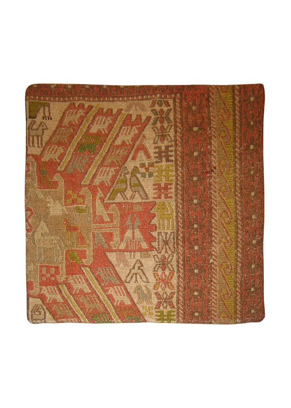 A10273 Persian Rug Azerbaijan Handmade Pillow Tribal 1'7'' x 1'7'' -2x2- Pink Kilim Geometric Design