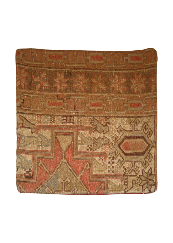A10588 Persian Rug Azerbaijan Handmade Pillow Tribal 1'4'' x 1'4'' -1x1- Whites Beige Pink Kilim Geometric Design
