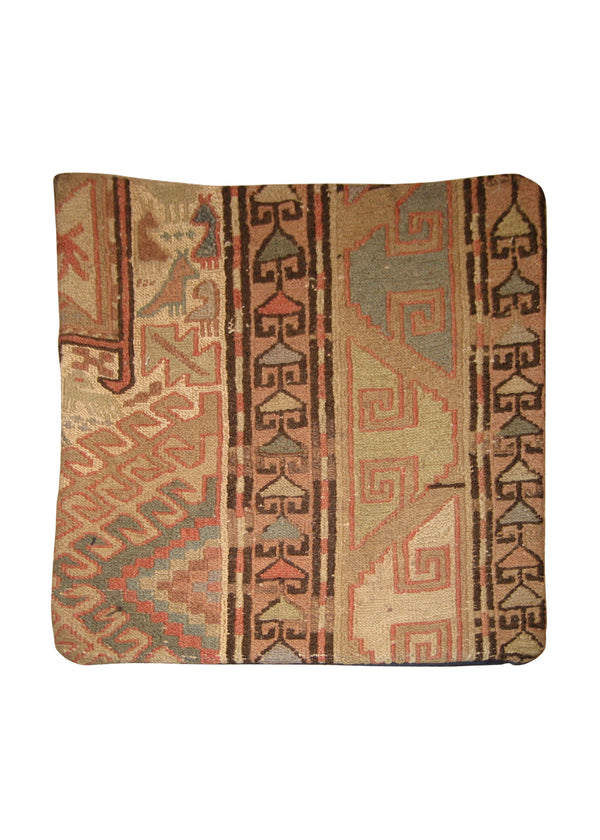 A10680 Persian Rug Azerbaijan Handmade Pillow Tribal 1'3'' x 1'4'' -1x1- Pink Kilim Geometric Design