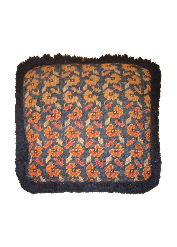 A13697 Persian Rug Malayer Handmade Pillow Antique 1'5'' x 1'5'' -1x1- Blue Red Geometric Design