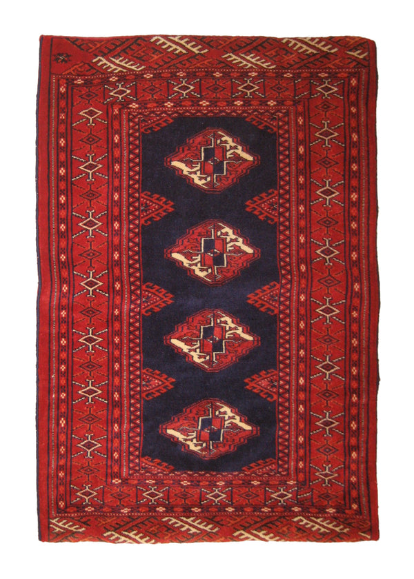 A19492 Persian Rug Turkmen Handmade Pillow Tribal 2'5'' x 3'2'' -2x3- Blue Red Geometric Design