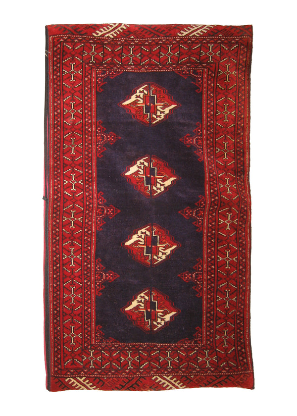 A19494 Persian Rug Turkmen Handmade Pillow Tribal 2'3'' x 3'1'' -2x3- Blue Red Geometric Design