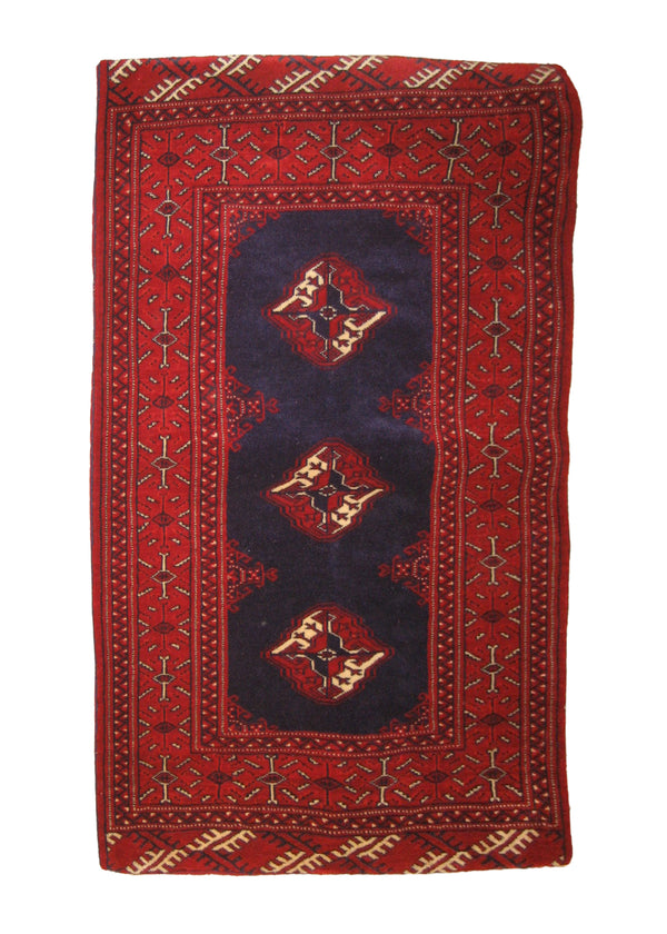 A19495 Persian Rug Turkmen Handmade Pillow Tribal 2'6'' x 3'0'' -3x3- Blue Red Geometric Design