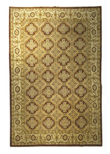 A20228 Oriental Rug Pakistani Handmade Area Transitional 6'10'' x 10'2'' -7x10- Brown Whites Beige Yellow Gold Ghazni Geometric Design