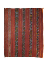 A22434 Oriental Rug Moroccan Handmade Area Tribal Antique 4'4'' x 5'6'' -4x6- Red Black Stripes Design
