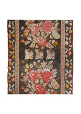 A26681 European Rug Handmade Area Antique 5'9'' x 9'11'' -6x10- Black Red Kilim Floral Design