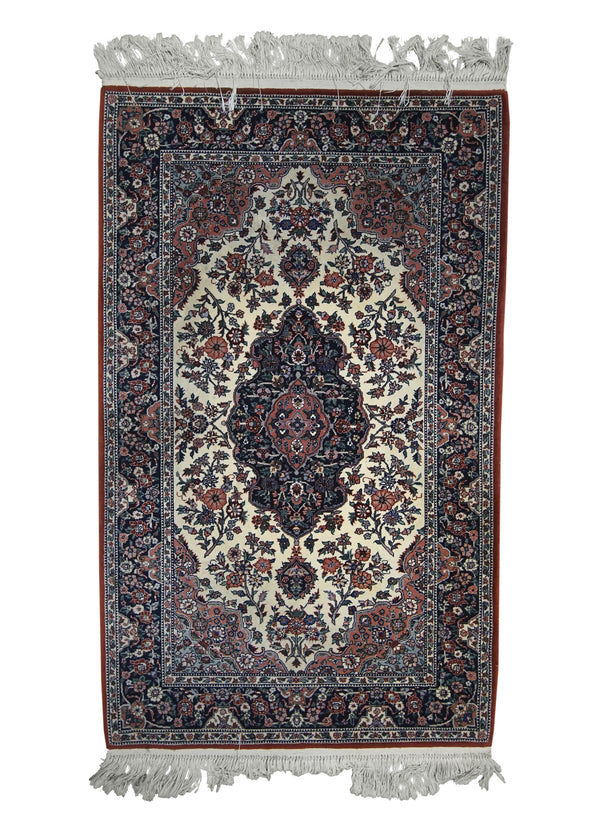 A29631 Oriental Rug Chinese Handmade Area Traditional 3'1'' x 5'0'' -3x5- Whites Beige Pink Naghsh Floral Design