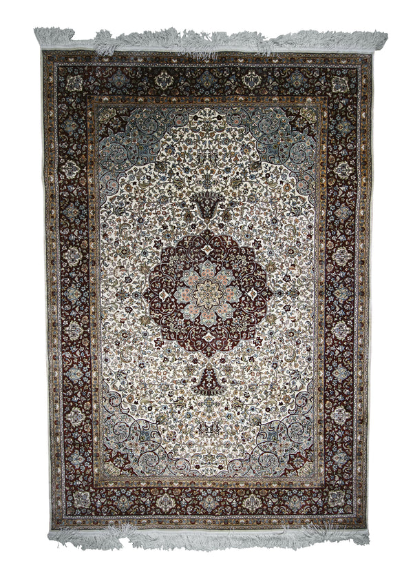 A30755 Oriental Rug Chinese Handmade Area Traditional 4'1'' x 5'11'' -4x6- Blue Red Floral Design