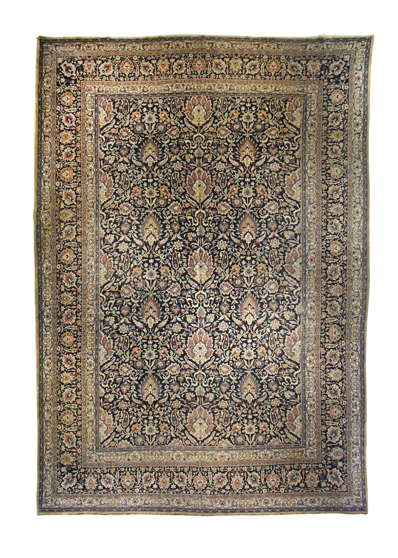 A32457 Persian Rug Mashhad Handmade Area Traditional Antique 11'10'' x 17'0'' -12x17- Blue Whites Beige Floral Design