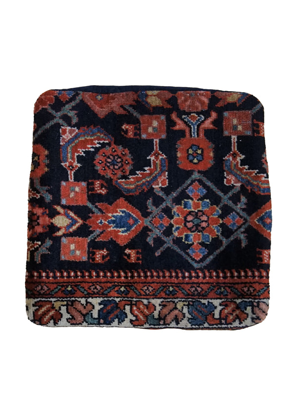 A33769 Persian Rug Mahal Handmade Pillow Tribal 1'6'' x 1'7'' -2x2- Blue Red Floral Herati Design