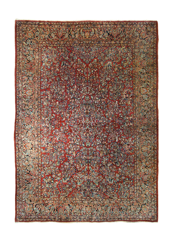 A34910 Persian Rug Sarouk Handmade Area Antique Traditional 8'5'' x 11'9'' -8x12- Red Floral Design