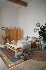 22669 Persian Rug Tabriz Handmade Area Traditional 6'6'' x 9'3'' -7x9- Orange Blue Haji Jalili Design_R