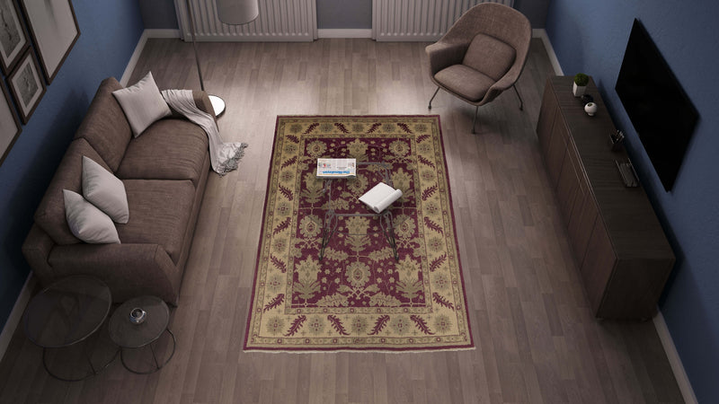 22674 Persian Rug Tabriz Handmade Area Traditional 6'11'' x 9'9'' -7x10- Red Yellow Gold Floral Design_R
