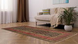 22724 Persian Rug Kurdistan Handmade Area Runner Antique Tribal 4'0'' x 8'3'' -4x8- Brown Yellow Gold Red Geometric Animals Design_R