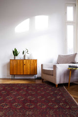 26876 Persian Rug Turkmen Handmade Area Antique Tribal 6'5'' x 8'5'' -6x8- Red Bokhara Design_R_R