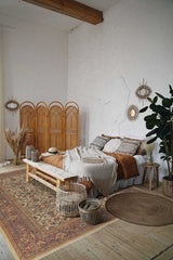 31811 Persian Rug Sultanabad Handmade Area Antique Tribal 8'7'' x 10'0'' -9x10- Whites Beige Blue Orange Geometric Design_R