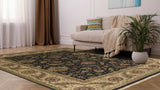 32300 Oriental Rug Indian Handmade Area Transitional 8'0'' x 10'2'' -8x10- Black Whites Beige Jaipur Floral Design