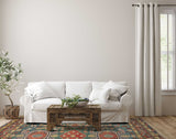 32333 Oriental Rug Afghan Handmade Area Transitional 7'5'' x 9'9'' -7x10- Green Geometric Heriz Design