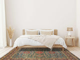 32333 Oriental Rug Afghan Handmade Area Transitional 7'5'' x 9'9'' -7x10- Green Geometric Heriz Design_R