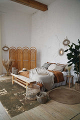32959 Oriental Rug Indian Handmade Area Modern 8'1'' x 9'11'' -8x10- Brown Green Abstract Design