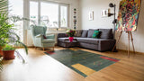 33008 Persian Rug Gabbeh Handmade Area Tribal 6'10'' x 9'0'' -7x9- Green Open Pictorial Design
