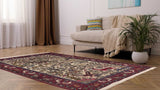 33475 Persian Rug Bakhtiari Handmade Area Traditional Tribal 5'2'' x 8'2'' -5x8- Whites Beige Pictorial Animals Design_R_R