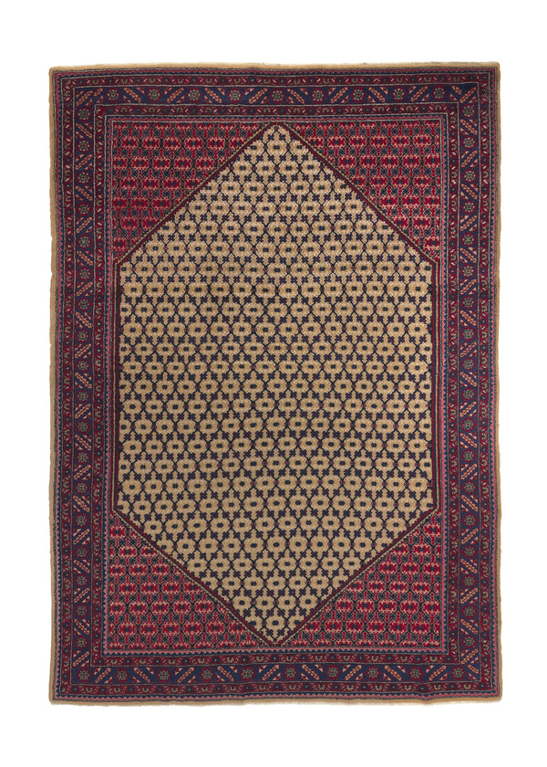 34333 Persian Rug Golpa Handmade Area Tribal 7'3'' x 10'0'' -7x10- Whites Beige Red Floral Design