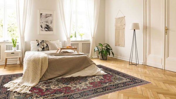 34390 Persian Rug Tabriz Handmade Area Traditional 6'7'' x 10'2'' -7x10- Whites Beige Red Floral Design_R_R